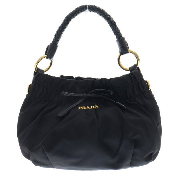 Prada Ribbon Handbag Bag Black Nylon Shoulder Bag - Picture 1 of 5